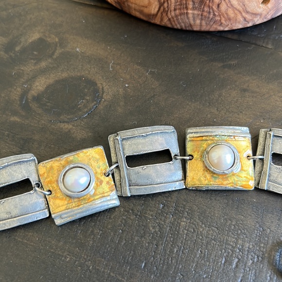 NES gold silver pearl bracelet links - Picture 6 of 7